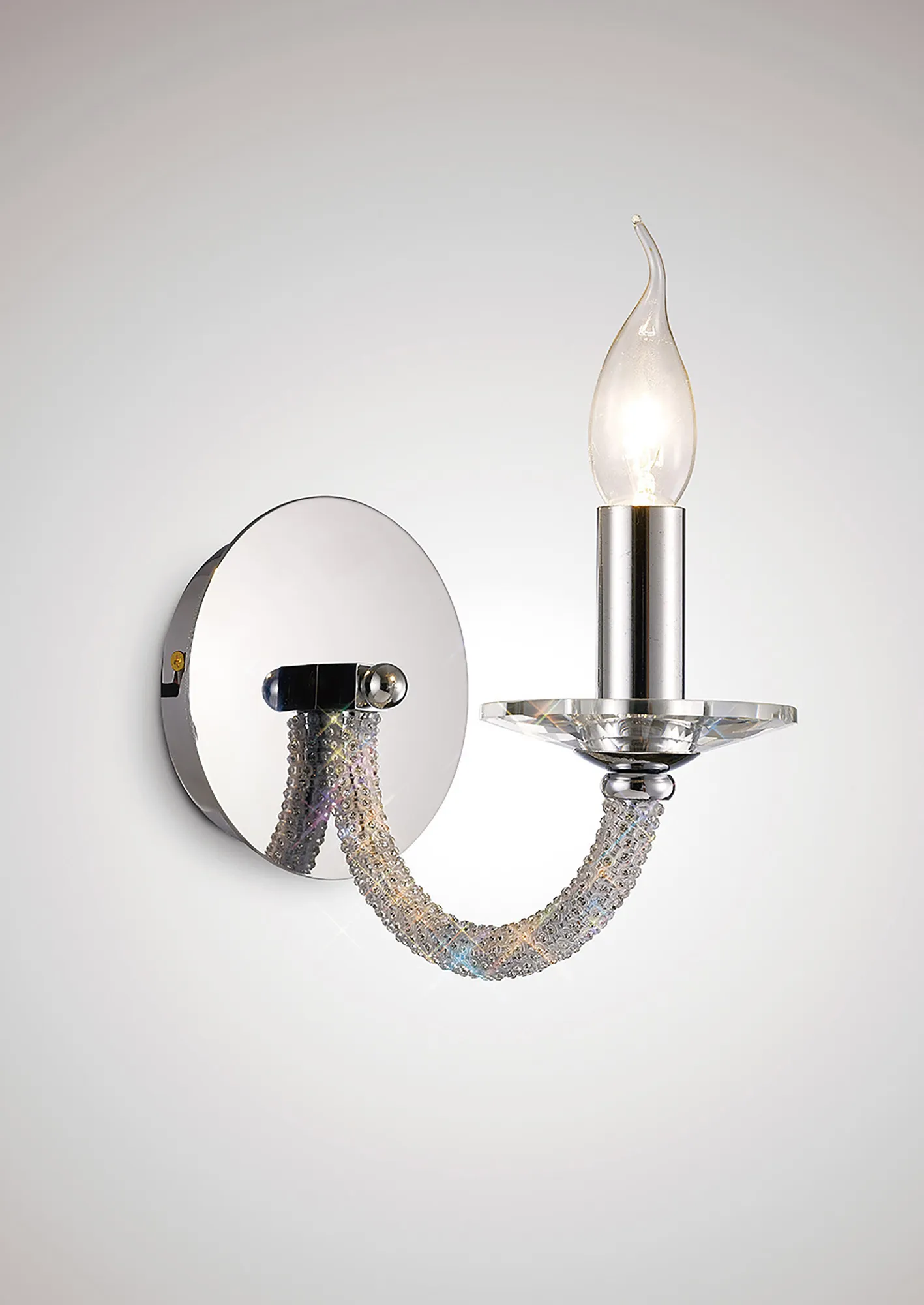 Elena Polished Chrome Crystal Wall Lights Diyas Armed Wall Lights